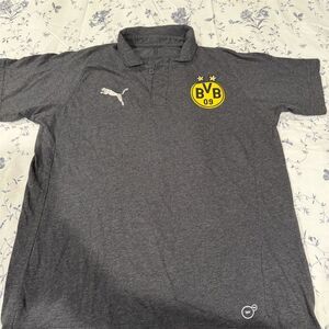PUMA Borussia Dortmund BVB Men's L (42-44) Gray Polo Shirt Short Sleeve Casual